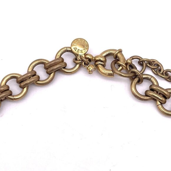 J. Crew Link Chain Chunky Bib Rhinestone Necklace Gold Tone Spring Ring 20" - Picture 4 of 5